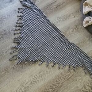 Gray Plaid scarf, wrap, face mask, hair scarf